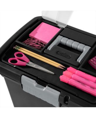 Portable Lockable File Box w/ Extra Compartment & Handle (4 Pack)