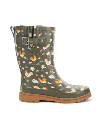 Women's Feathered Faux Fur Mid Rain Boot