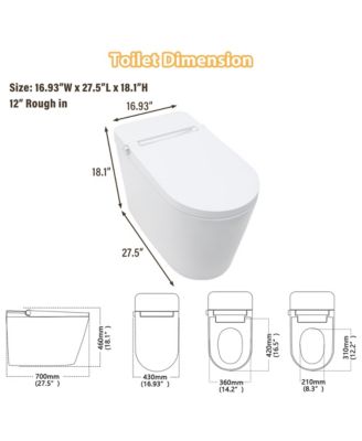 Smart Bathroom Fixture Tankless,Auto Open/Close,Elongated Heated Seat,Warm Wash/Dryer,Dryer,Night Light