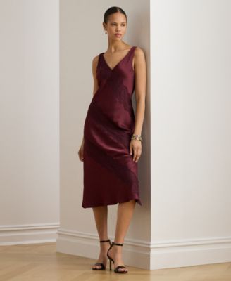 Women's Lace-Trim Charmeuse Cocktail Dress