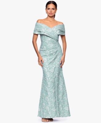 Petite Off-The-Shoulder Long Sheath Dress