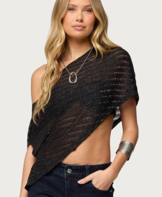 Women's Loma Asymmetric Off Shoulder Knit Poncho