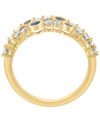 Sapphire (1/4 ct. t.w.) & Diamond (1/10 ct. t.w.) Ring in Gold Over Silver