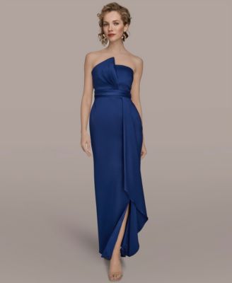 Women's Asymmetric Twist Strapless Gown