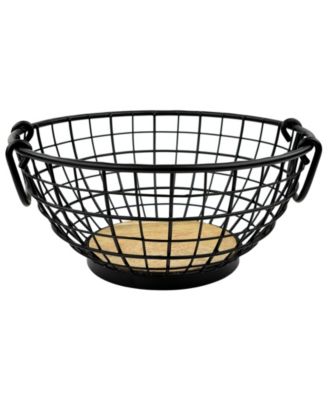 Madison Fruit Bowl Wire Basket with Wood Base