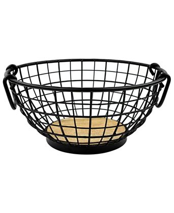 Madison Fruit Bowl Wire Basket with Wood Base