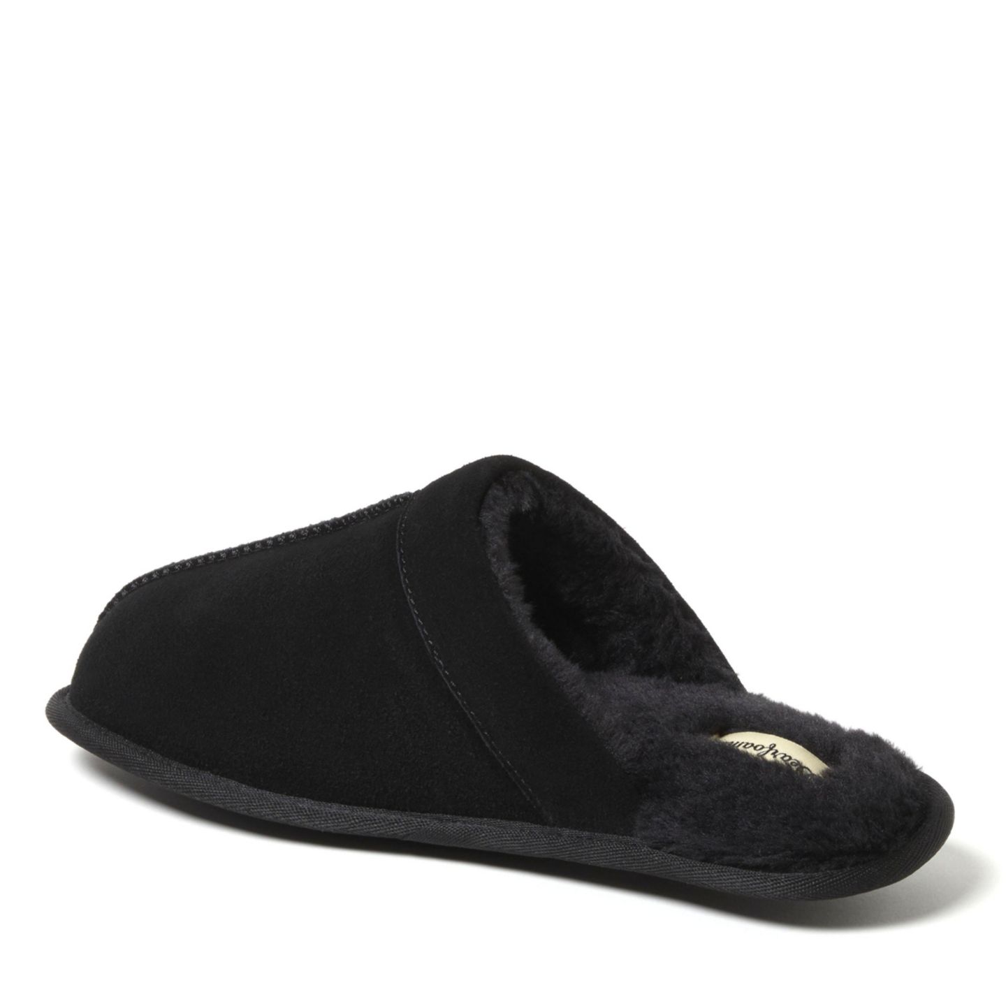 Мужские тапочки Dearfoams Kirk Genuine Suede Scuff House Slipper, цвет: Чёрный — фото 2