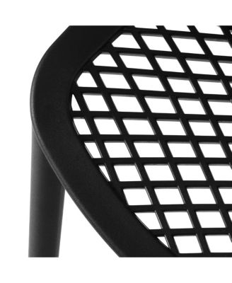 3-Piece Outdoor Round Metal Dining Table Set And Stackable Resin Patio Dining Side Chairs