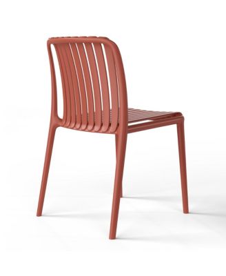 5-Piece Outdoor Metal Dining Table Set And Stackable Resin Patio Chairs