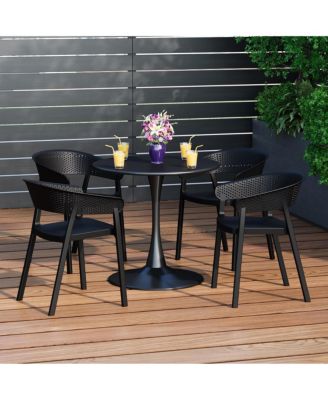 5-Piece Indoor Outdoor Metal Patio Dining Table Set With Stackable Patio Chairs