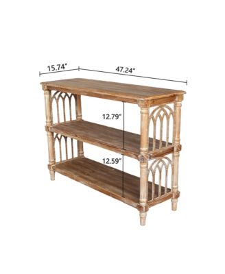 Console Table with Arched Cut-Outs, 47.24" MDF and Fir Entryway Table for Living Spaces