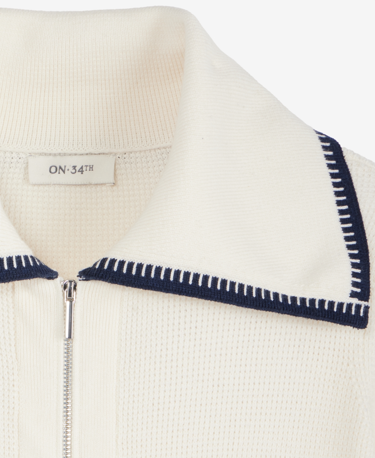 On 34th Women's Tipped Collared Zip-Up Cardigan, Macy's Exclusive
