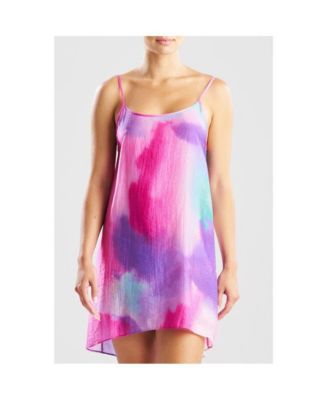 Women's Watercolor - Sheer Texture Scoop Mini Dress