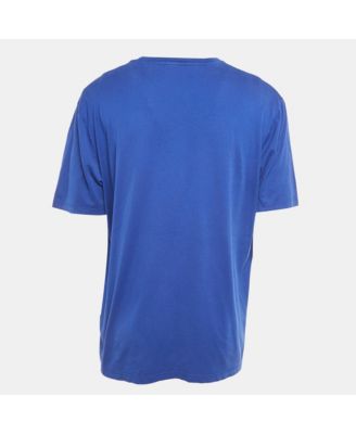 Big & Tall Men's Blue Logo Embroidered Cotton Crew Neck T-Shirt