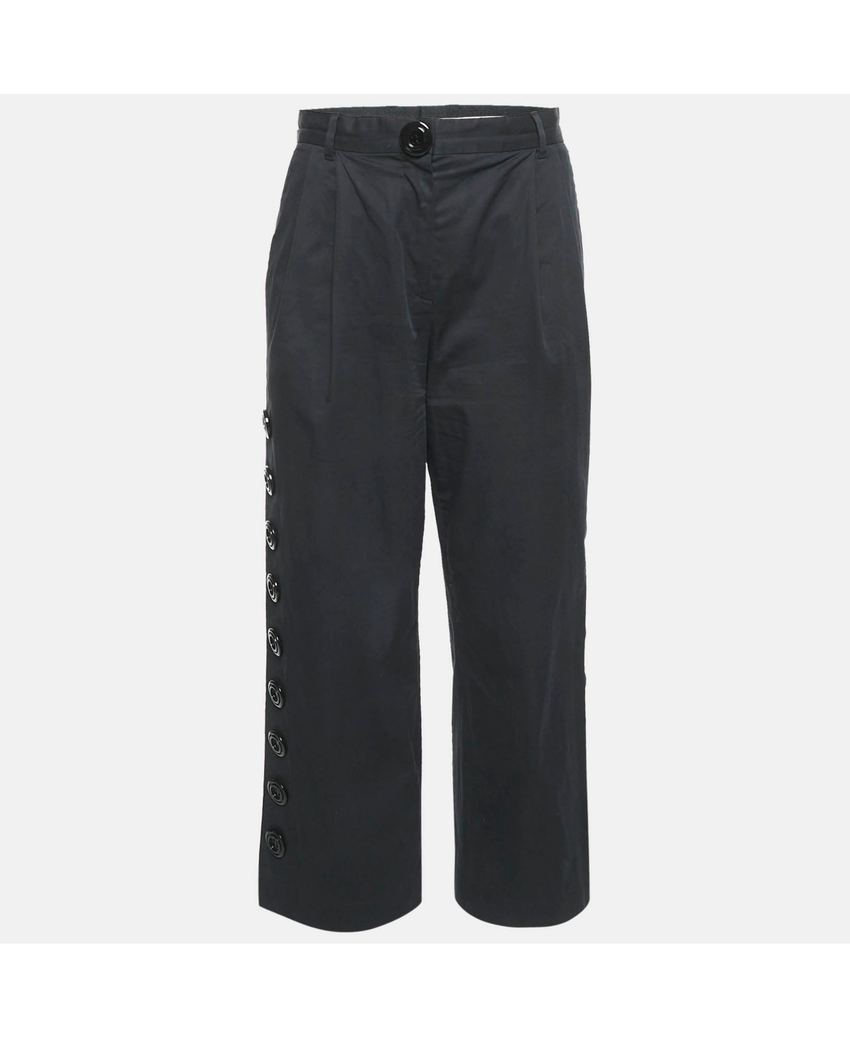 Pre-Owned Dolce & Gabbana Women's Cotton Button Detail Straight Leg Trousers