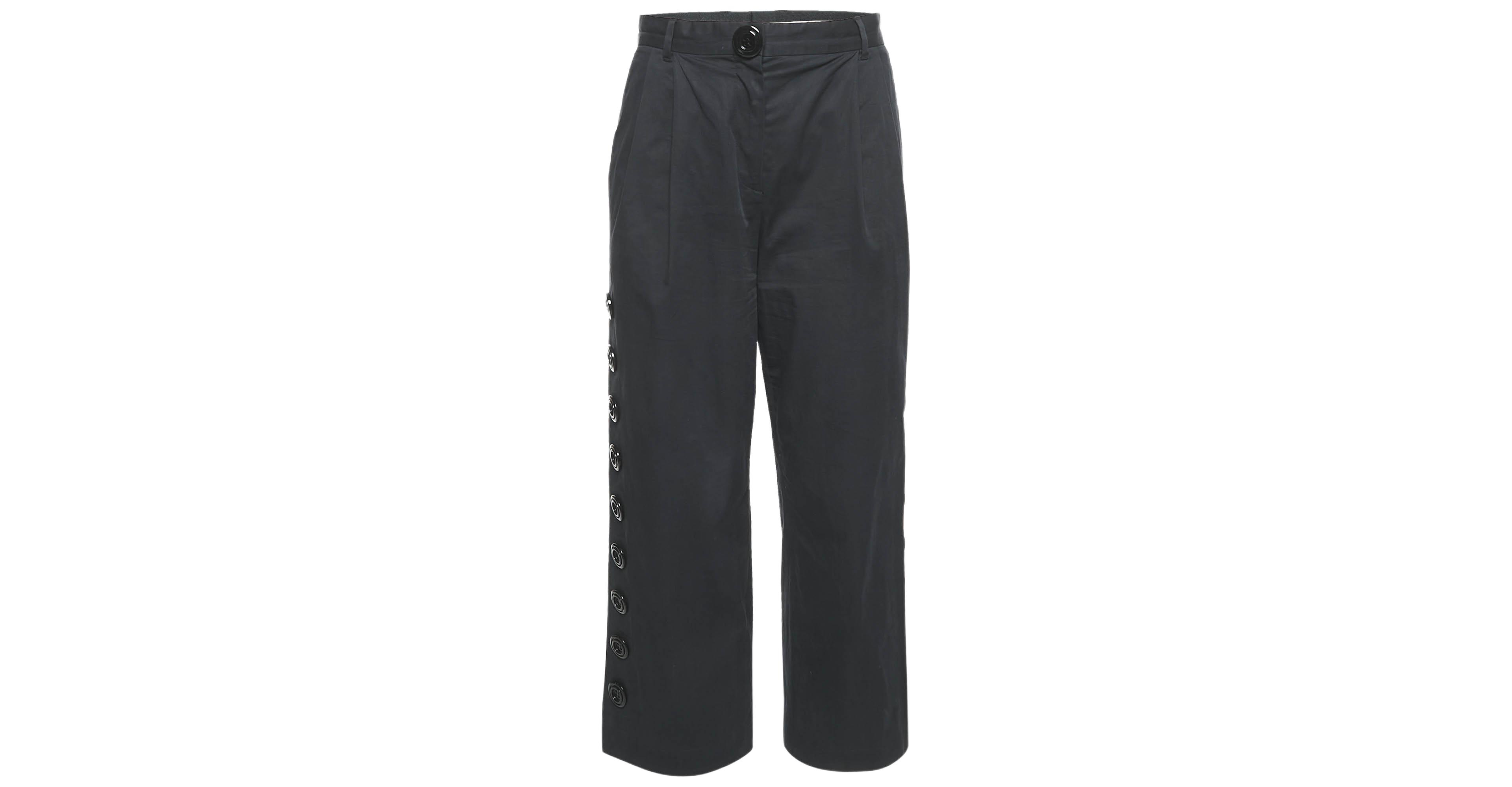 Pre-Owned Dolce & Gabbana Women's Cotton Button Detail Straight Leg Trousers