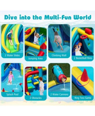 Inflatable Water Slide Park With Dual Slides Bounce House And Obstacle Course