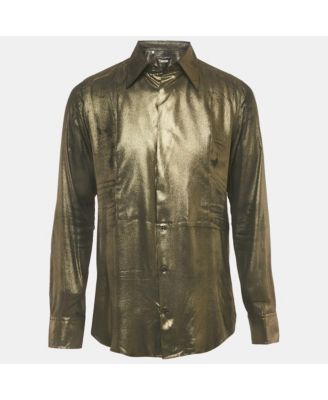 Men's Gold Metallic Lam&eacute Long Sleeve Shirt