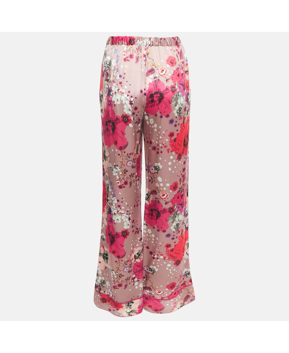Pre-Owned Roberto Cavalli Women's Multicolor Floral Print Silk Straight Leg Pants