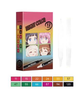 12 Colors Student Series Alcohol Markers, Dual Tip Sketching Drawing Markers for Book Painting and Card Making