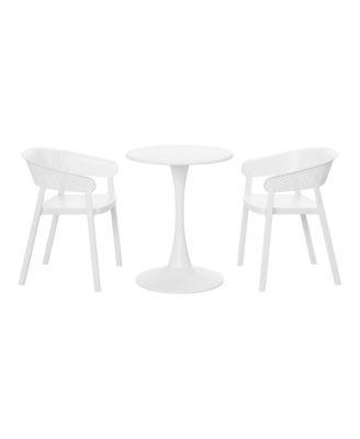 3-Piece Indoor Outdoor Metal Patio Dining Table Set With Stackable Patio Chairs