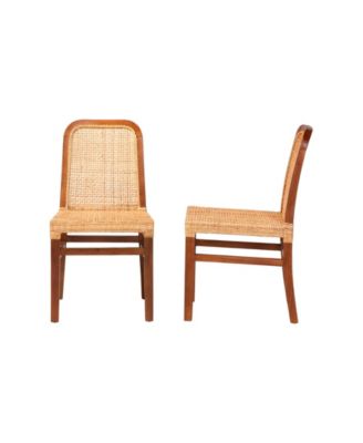 Caspia 2-Pc. Rattan Mid-Century Dining Chair Set