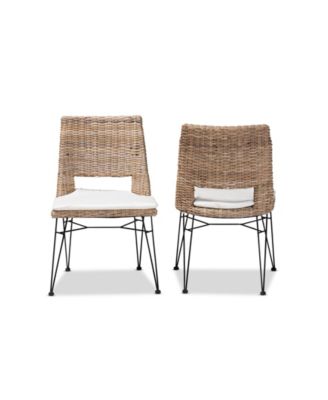 Nafaro 2-Pc. Rattan Bohemian Dining Chair with Cushion