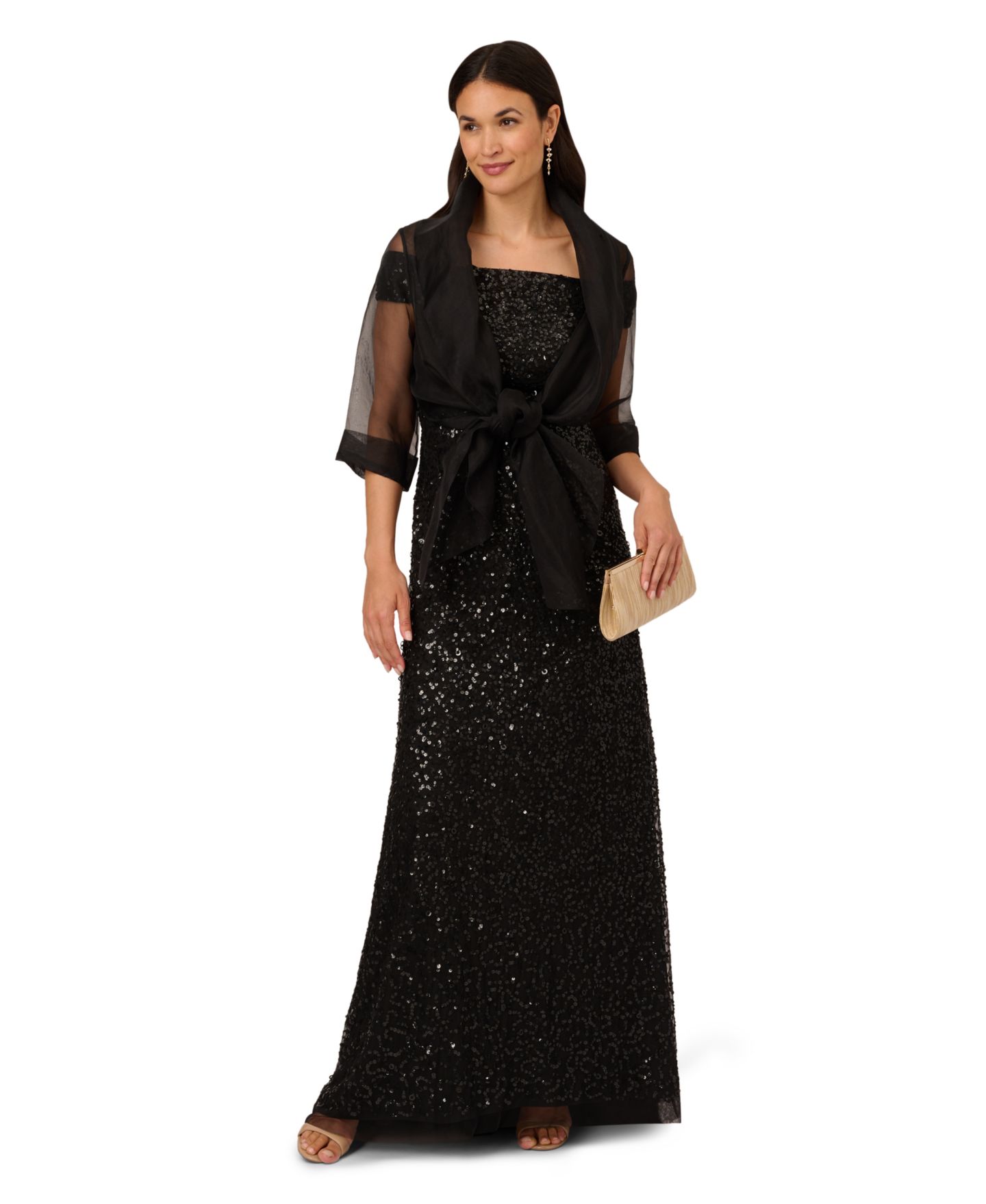 Женская куртка Adrianna Papell Organza Wrap, цвет: Чёрный — фото 2