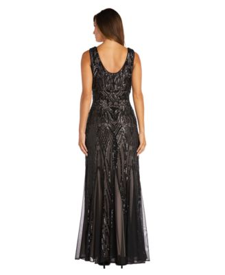 Women's Sequined V-Neck Godet Gown