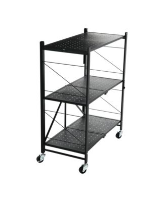Metal 3-Tier Foldable Utility Rack, Black