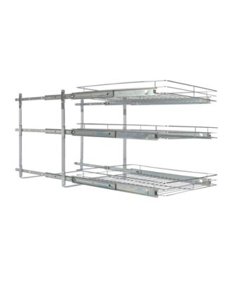 Household Essentials Glidez Multipurpose Pull-Out Storage Organizer, 3-Tier Design, Chrome