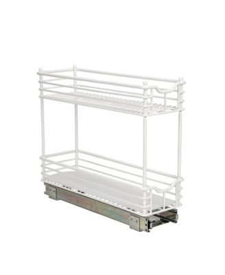 Glidez Multipurpose Paint-Finished Steel Pull-Out Storage Organizer, 2-Tier Design, White