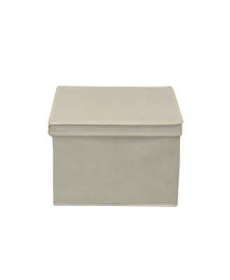 Square Storage Box With Lid, 15”x15”x10”, Cream Linen ( 2 Set)