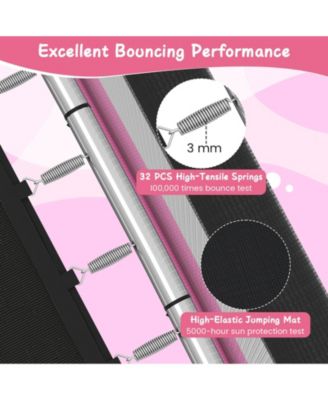 Kids Trampoline With Detachable Swing And Horizontal Bar For Indoor And Outdoor Play