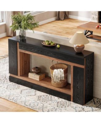 63" Wooden Console Table – 2-Tier Narrow Rectangular Sofa Table for Entryway, Behind Couch