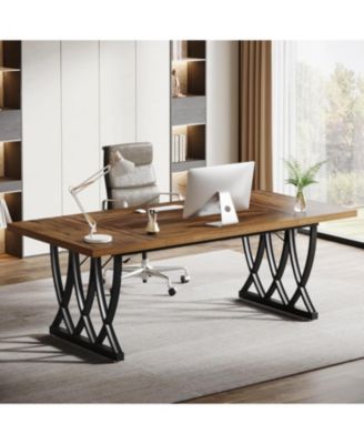 70.86-Inch Executive Desk, Large Home Office Desk Computer Desk with Thick Metal Frame