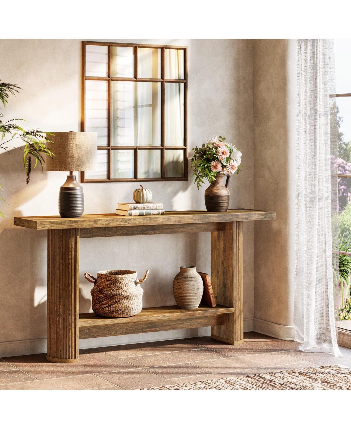 Tribesigns 55-Inch Modern Console Table, Narrow Sofa Table for Hallway, Wooden Entrance Table