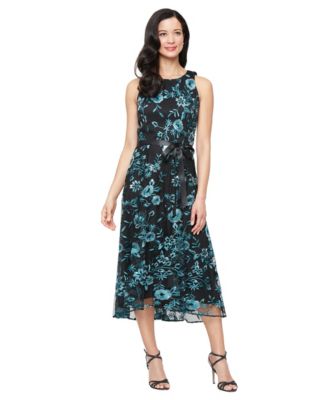 Women's Embroidered Tulle Midi Dress