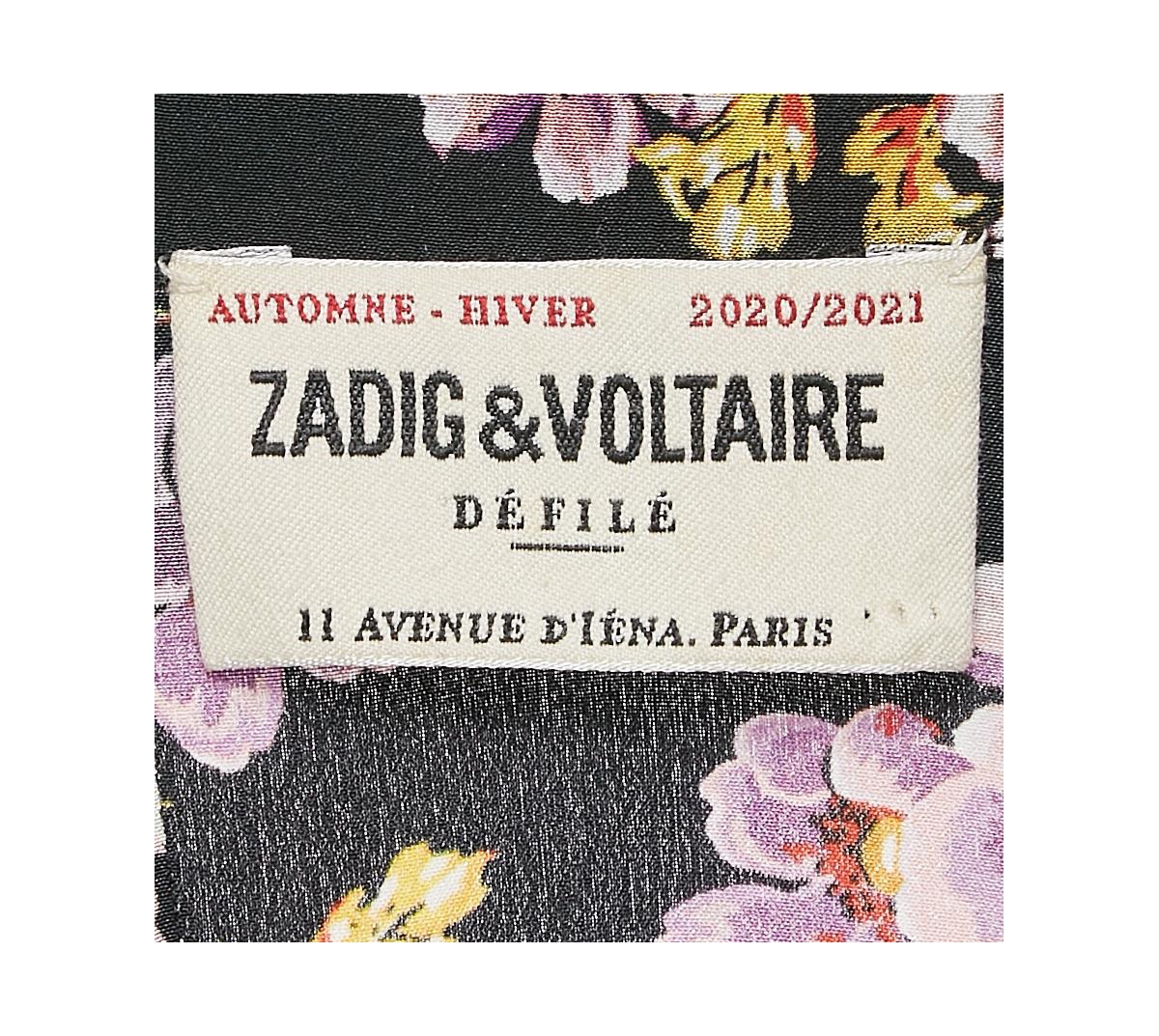 Pre-Owned Zadig & Voltaire Women's Black Peonies Print Silk Pleated Button Front Maxi Dress