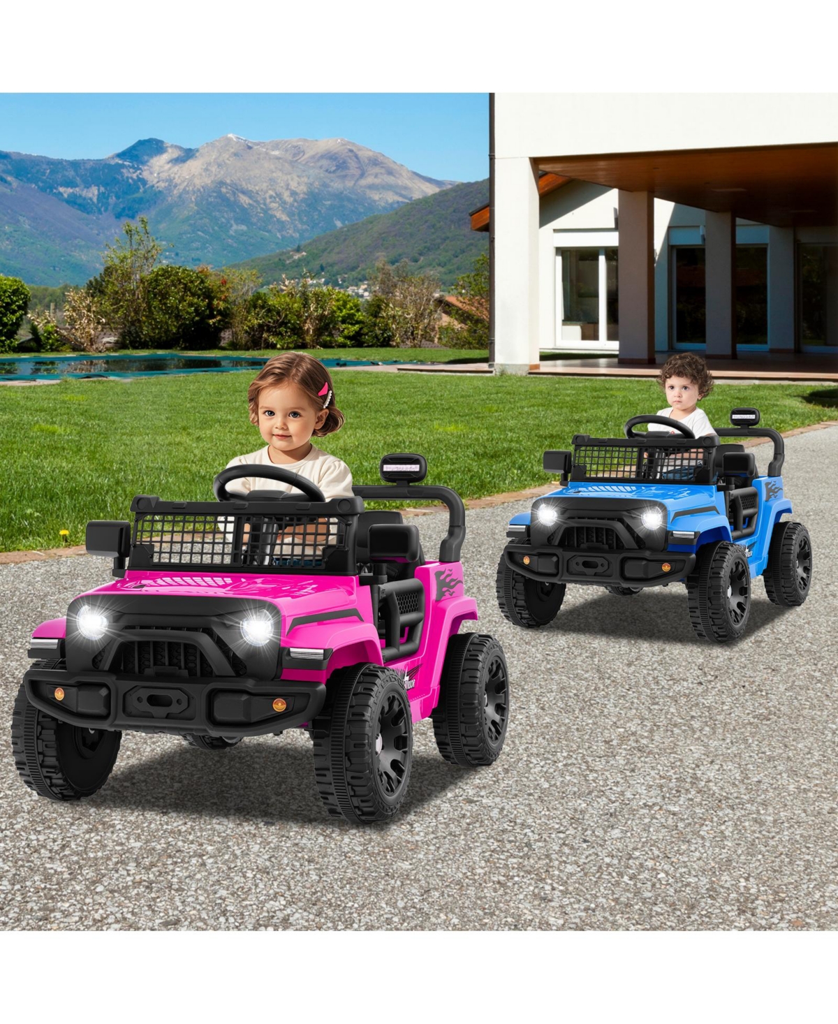 Hongge 12V Kids Ride On Truck With Remote Control Led Lights And Music