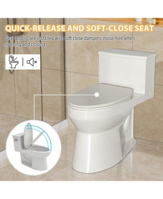 Ceramic One Piece Elongated Skirted Bathroom Fixture with Comfortable Seat Height and Soft-Closing Seat&Lid