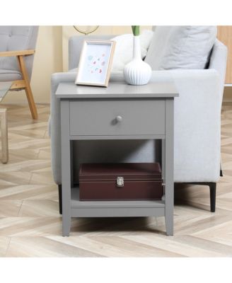 Nightsd Bedside Table End Table Organizer W/ Drawer Shelf