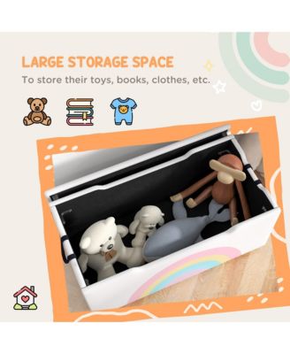 Kids Toy Box Chest, Lightweight Toy Organizer with Storage, Top Lid, and Side Handles for Nursery Room, Playroom, Bedroom, Aged 3-8 Years Old, 29.5" x 14.5" x 15", White