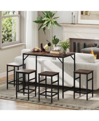 5-Piece Modern Industrial Dining Table Furniture Set w/4 Armless Chairs