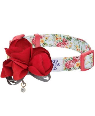 Pet Spring Floral Dog Collar with Removable Camellia Flower Accessory