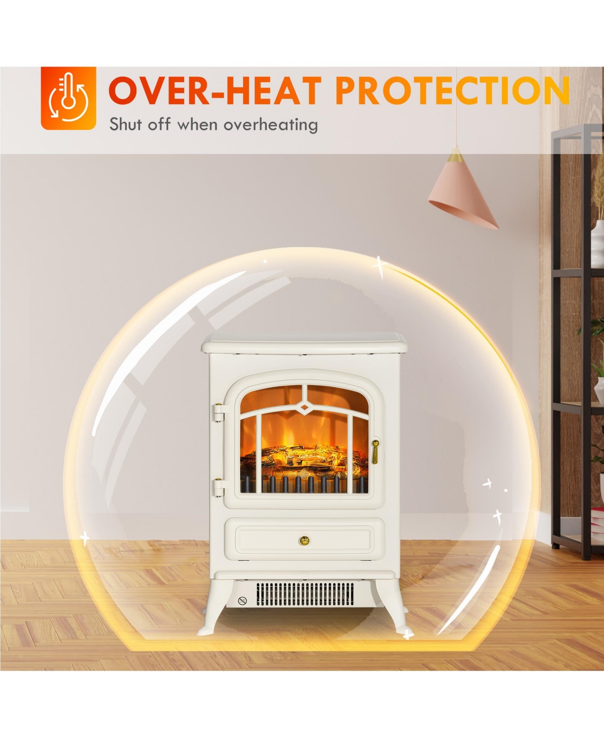 Homcom Electric Fireplace Heater with Realistic Led Flames