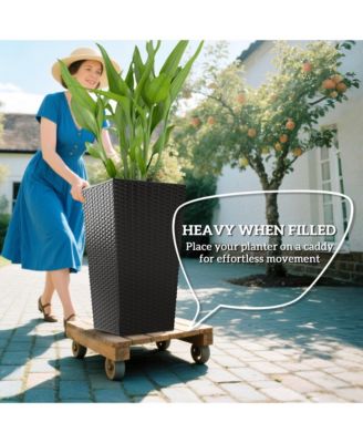 Set of 3 Tall Planters, Indoor and Outdoor Flower Pot Set,