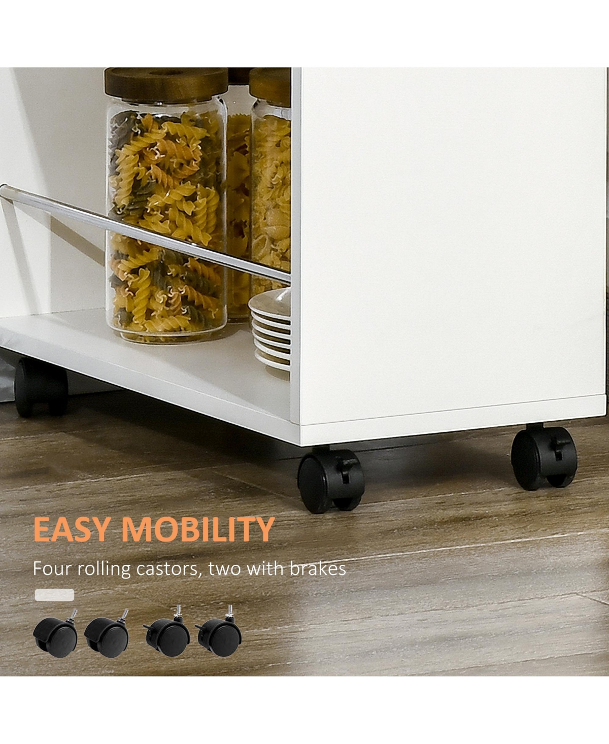 Homcom Utility Kitchen Cart Rolling Island with Drawer and Open Shelves,