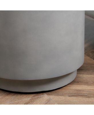 Accent Table with Concrete Finish, Round Side Table, Light