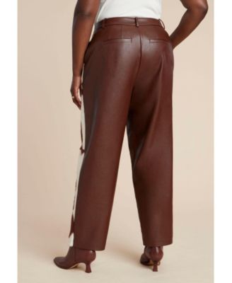 Women's Plus Size Faux Cow Hide And Leather Pant